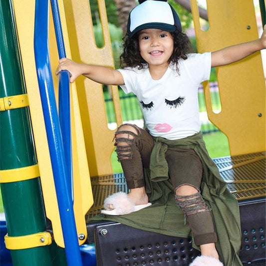 Pudcoco Girl Set 6M-4Y Kid Baby Girls Eyelash Tops T-shirt Pants Leggings Outfits Set Clothes