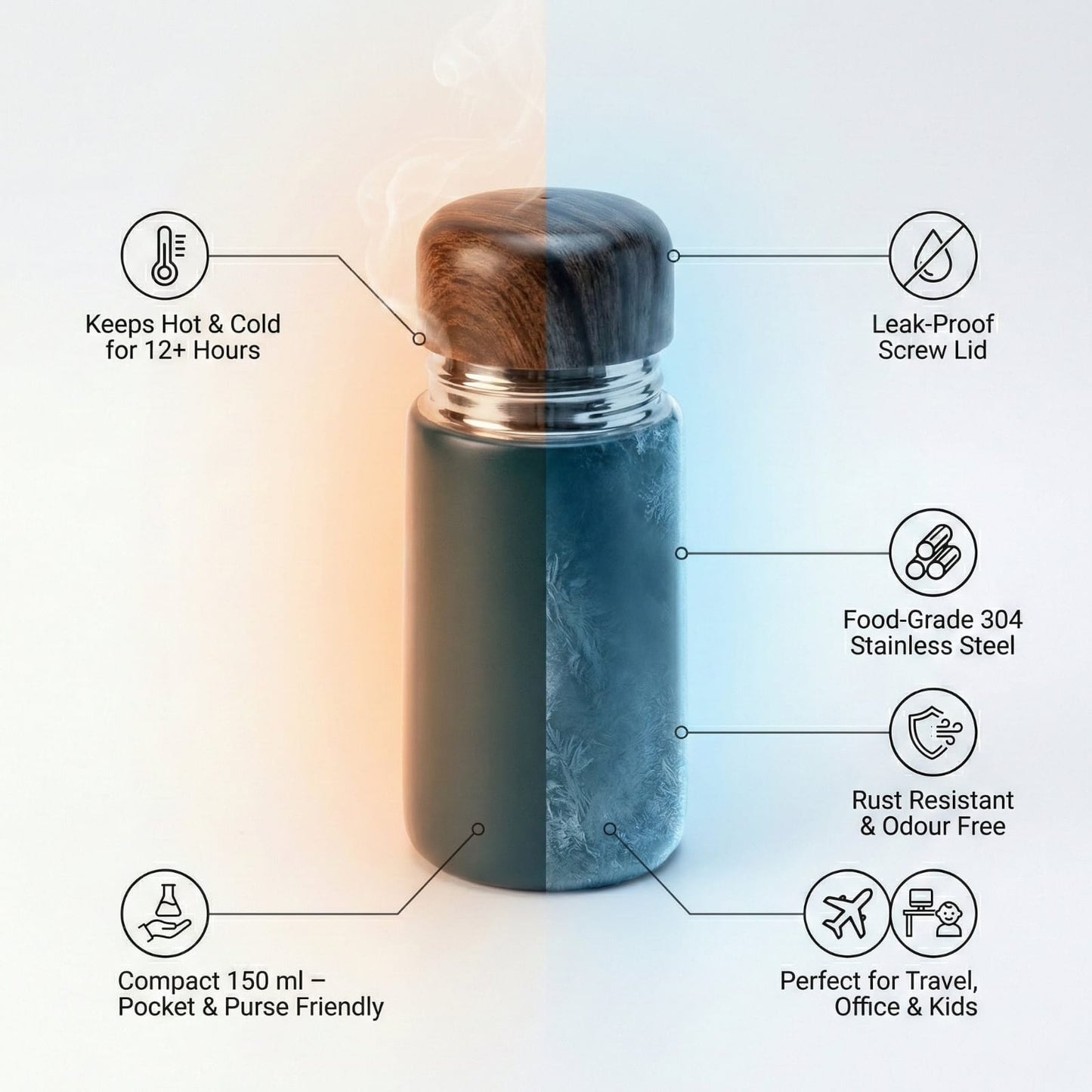 RB SHOPPERS Mini Cute Coffee Vacuum Flasks Thermos 150 ml Steel Flask (Pack of 1, Multicolor)