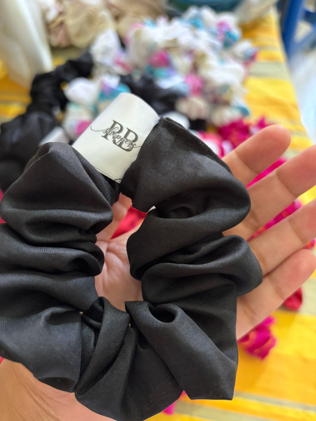 RB Shoppers Satin Scrunchie Combo – Black & Red (Pack of 2)