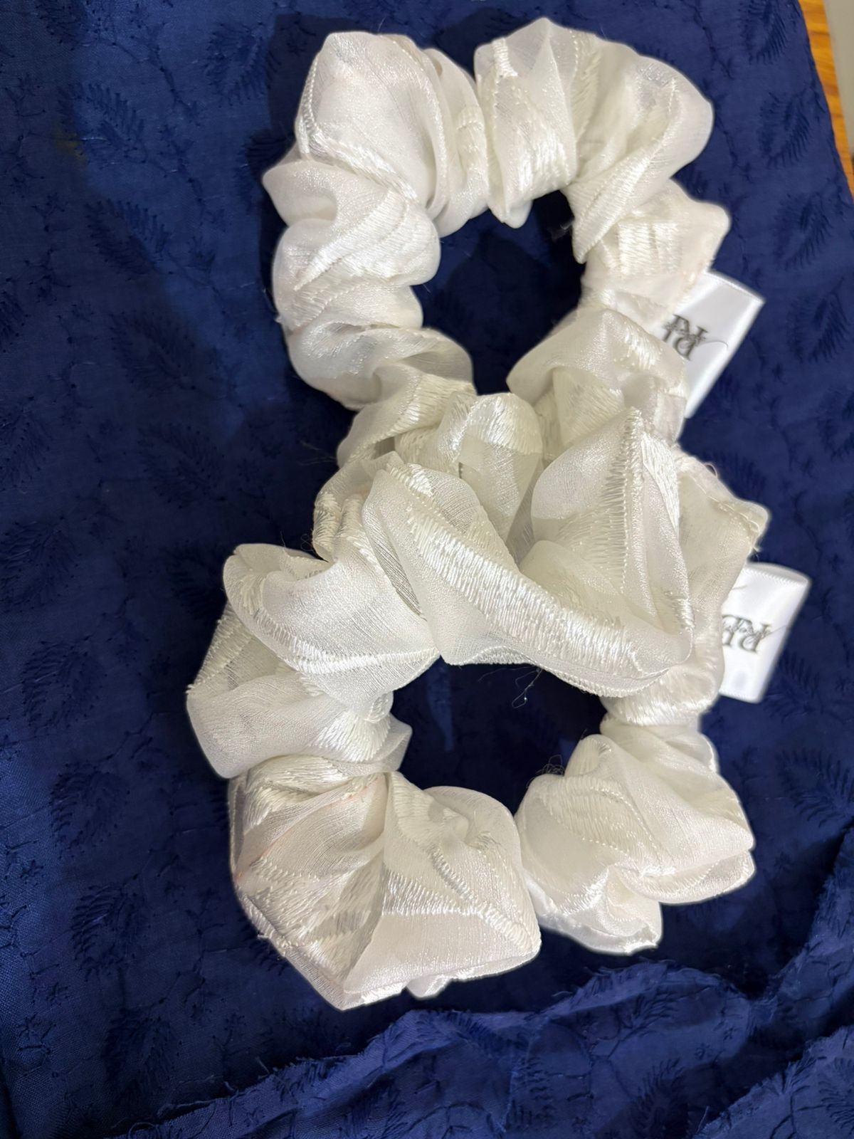 RB Shoppers White Satin Scrunchie – Elegant, Soft & Hair-Friendly